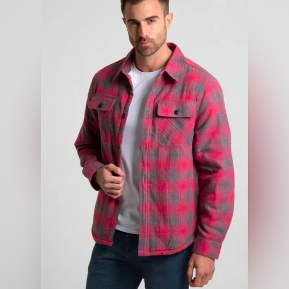 Jachs NY Recycled Mens Flannel Shirt Jacket Sherpa Lining Shacket Size 2XL NWT